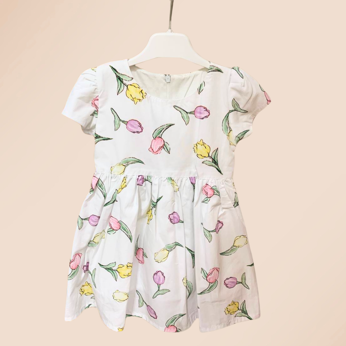 Gamzelim Baby Dress With Cardigan - Yellow Tulips