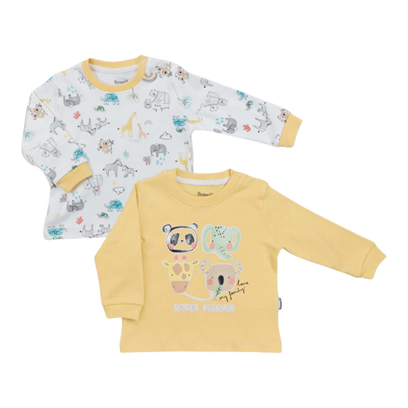 Miniworld - Yellow Safari Baby Long T-shirts 2 pcs (3-18 MONTHS)