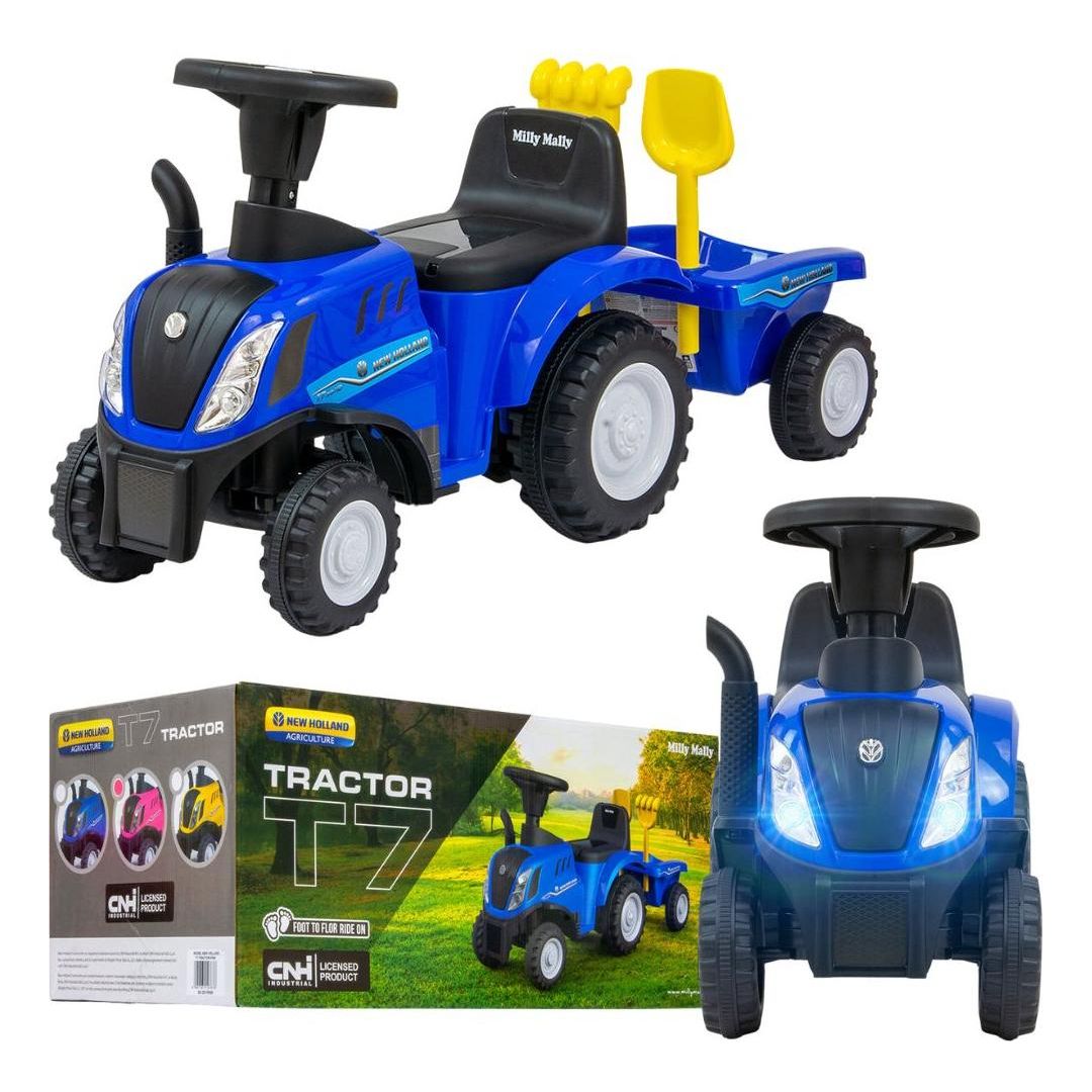 Milly Mally New Holland T7-tractor met aanhanger - 3 kleuren