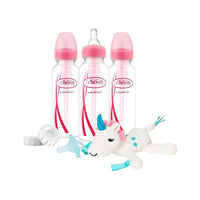 Dr. Brown's Anti-colic Options+ Narrow-Neck 250 ml 3 Pack Pink Bottle + Lovey Happy Paci Soother With Unicorn Toy