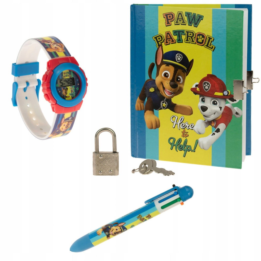 Licentie Paw Patrol digitaal horloge met notitieboekje en pennenset