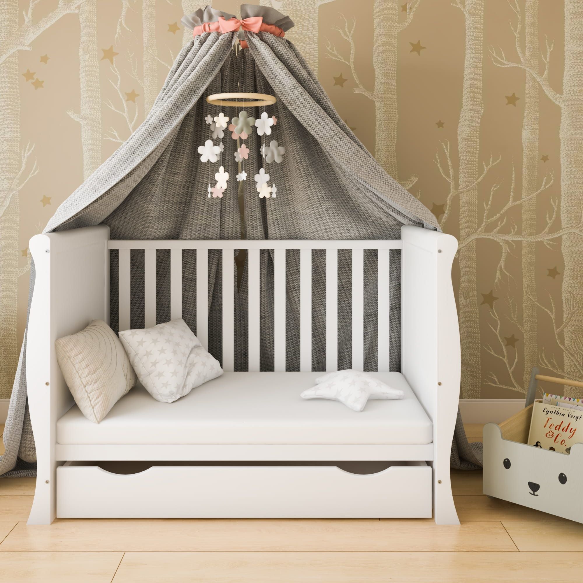 Charlotte Baby Cot with Drawer - 120x60 cm