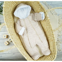 Babylove Baby Quilted Winter Jumpsuit  With Fur | Beige
