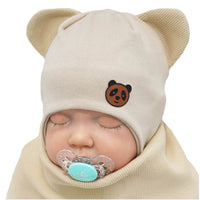 Babylove Baby Hat With Bear Ears With Neck Scarf | Beige