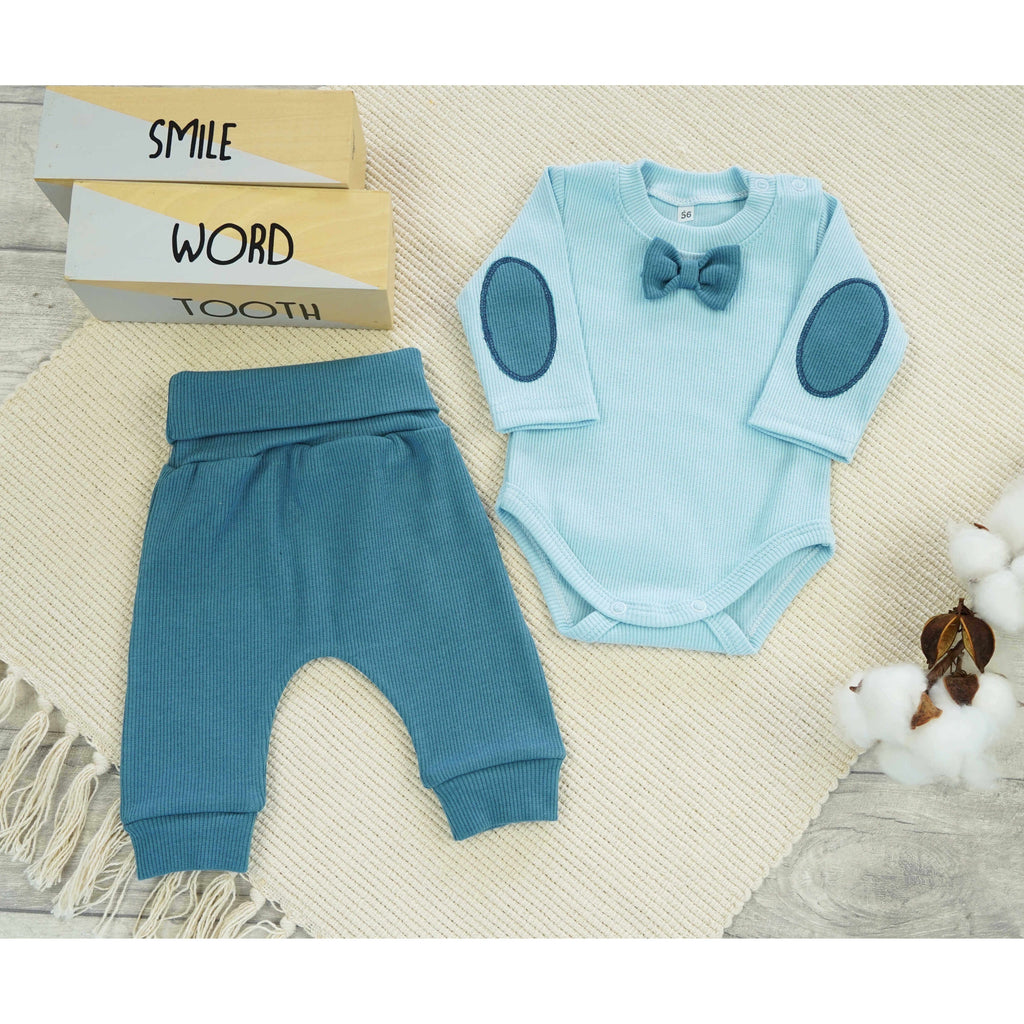 Babylove Baby Stylish Bodysuit & Trousers Set - 2 Pcs | Blue