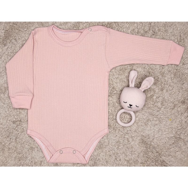 Lilly Bean Long Sleeve Ribbed Bodysuit - Pink