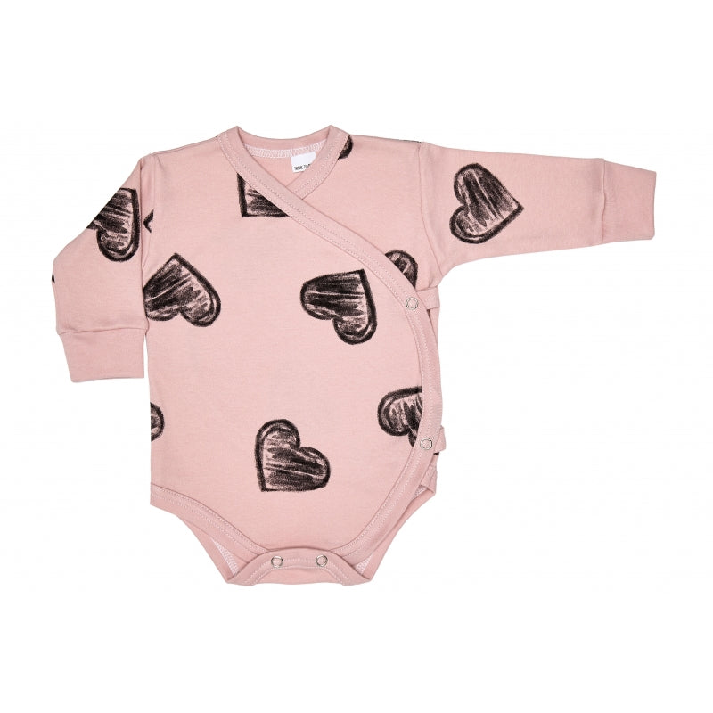 Lilly Bean Side Snap Long Sleeve Bodysuit - Pink Hearts