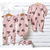Lilly Bean Side Snap Long Sleeve Bodysuit - Pink Hearts