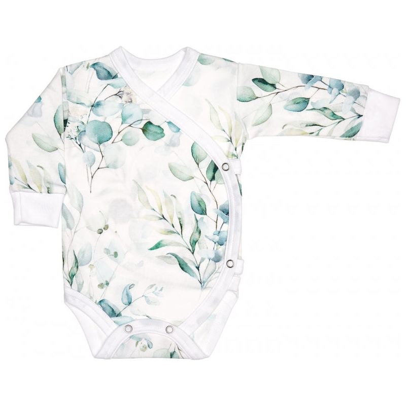 Lilly Bean Zij-drukknoop Lange Mouw Bodysuit - Eucalyptus