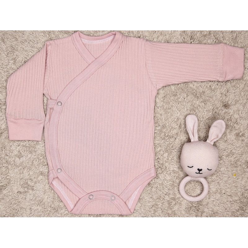 Lilly Bean Side Snap Long Sleeve Ribbed Bodysuit - Pink