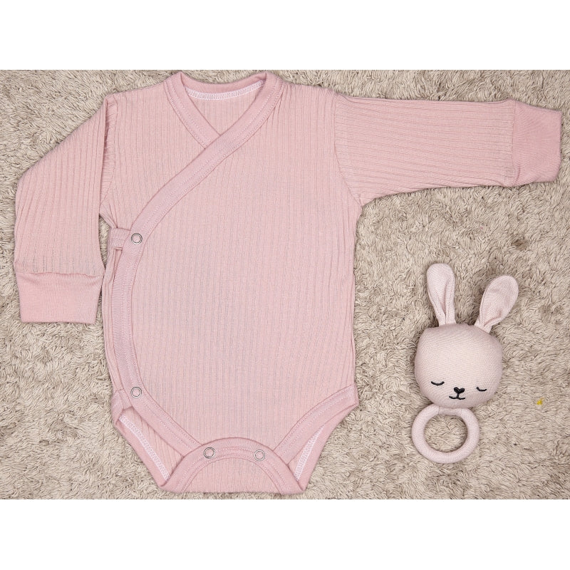 Lilly Bean Side Snap Long Sleeve Ribbed Bodysuit - Pink