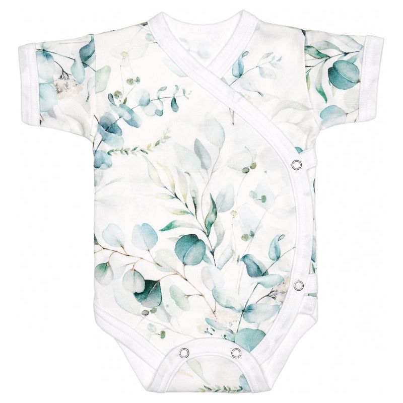 Lilly Bean Zij-drukknoop korte mouw bodysuit - Eucalyptus