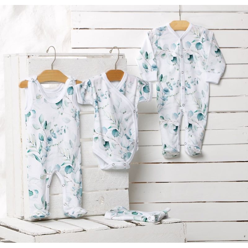 Lilly Bean Zij-drukknoop korte mouw bodysuit - Eucalyptus