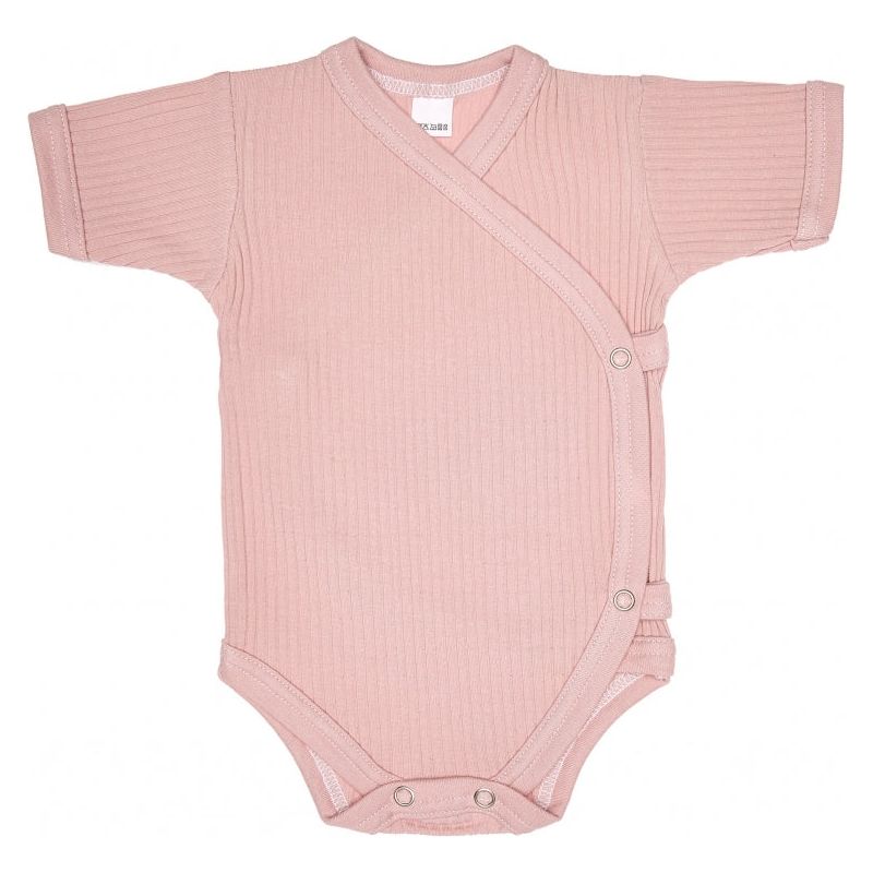 Lilly Bean Side Snap Short Sleeve Ribbed Bodysuit - Pink