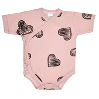 Lilly Bean Side Snap Short Sleeve Bodysuit - Pink Hearts