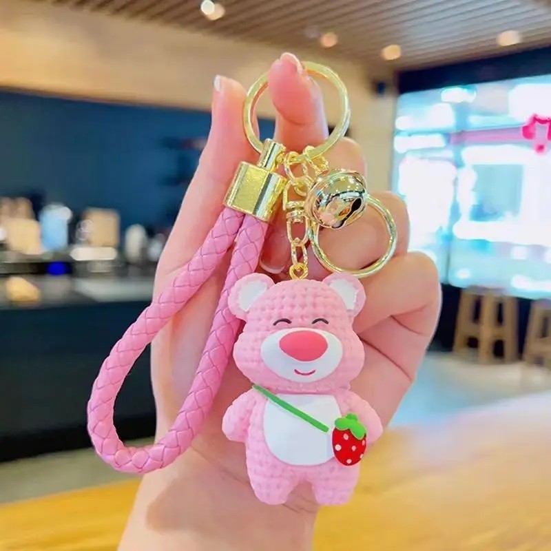Keychain Cute Bag Charm - Strawberry Pink Bear
