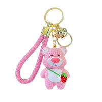 Keychain Cute Bag Charm - Strawberry Pink Bear