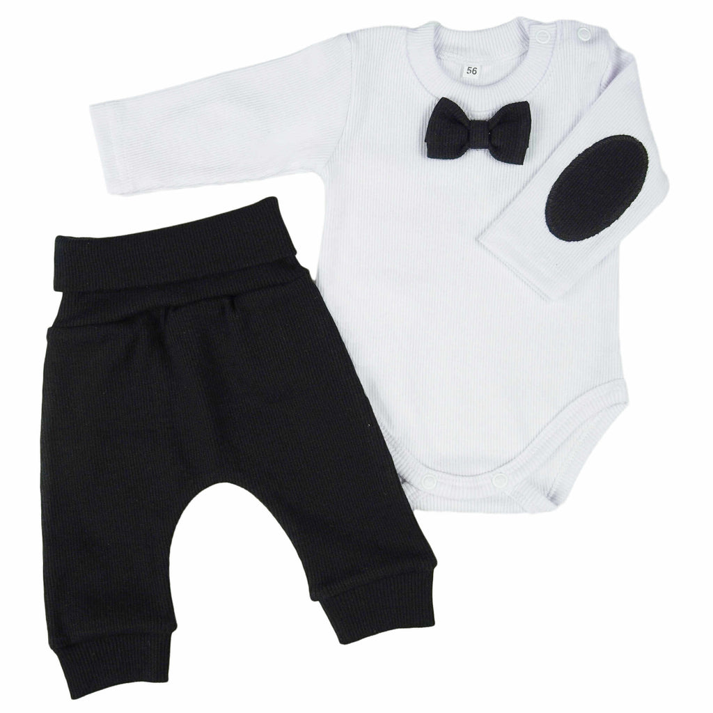 Babylove Baby Stylish Bodysuit & Trousers Set - 2 Pcs | Black&White