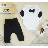 Babylove Baby Stylish Bodysuit & Trousers Set - 2 Pcs | Black&White