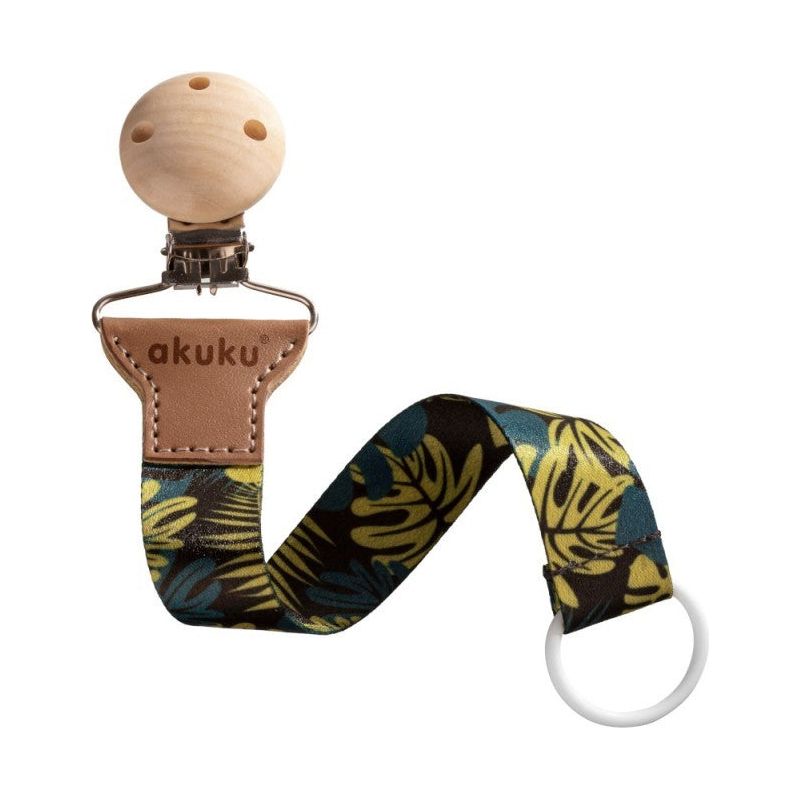 Akuku Soother Clip Ribbon - Leaves