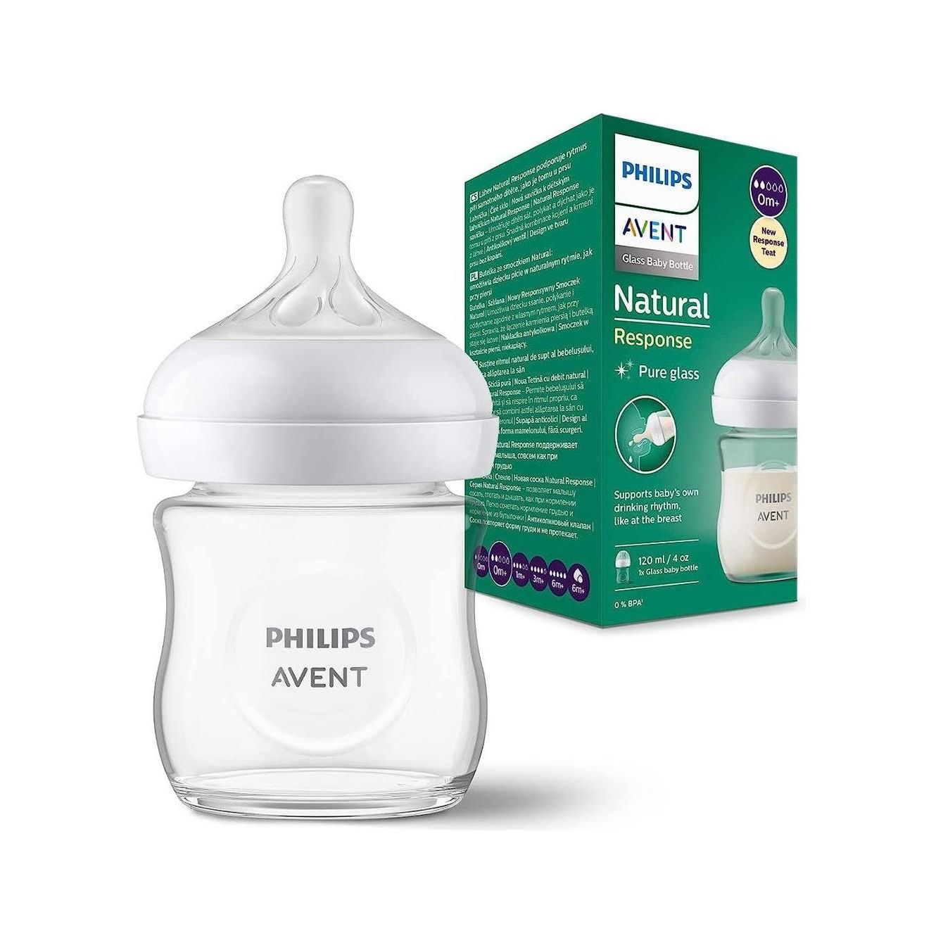 Philips Avent glazen babyfles Natural Response - 2 maten