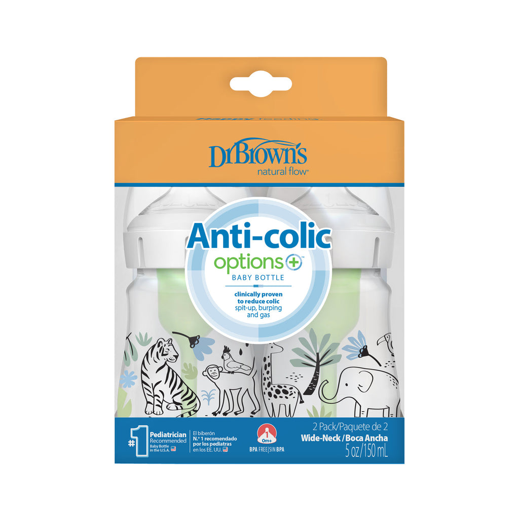 Dr. Brown's Wide-Neck Anti-Colic Bottle Options+ 150ml 2-Pack - Jungle