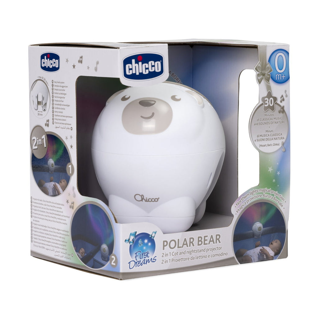Chicco First Dreams Polar Bear 2in1 Cot and Nightstand Projector - 3 Colours