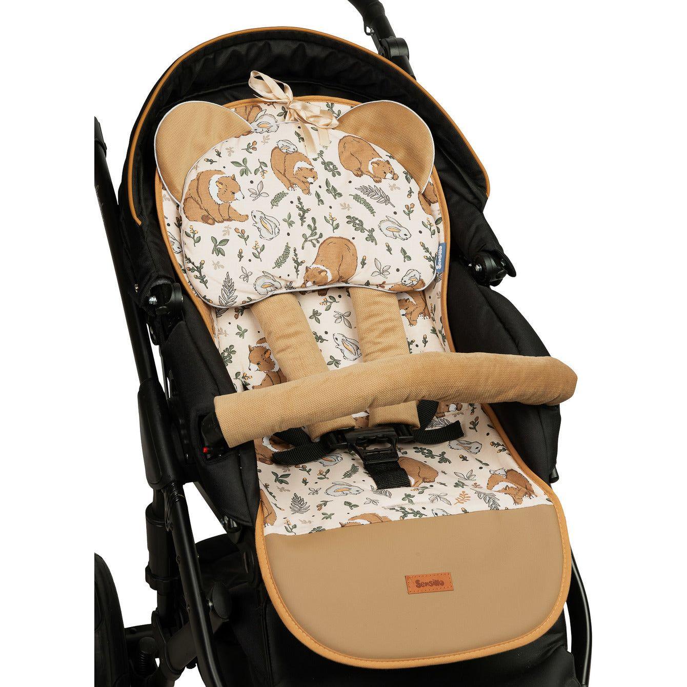 Sensillo 3in1 Velvet Stroller Liner - Bunny and Bear