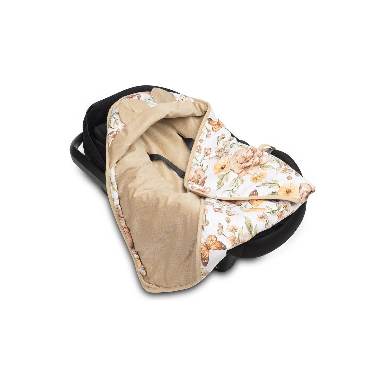 Sensillo Velvet Romantic Car Seat Blanket - Cream Flowers