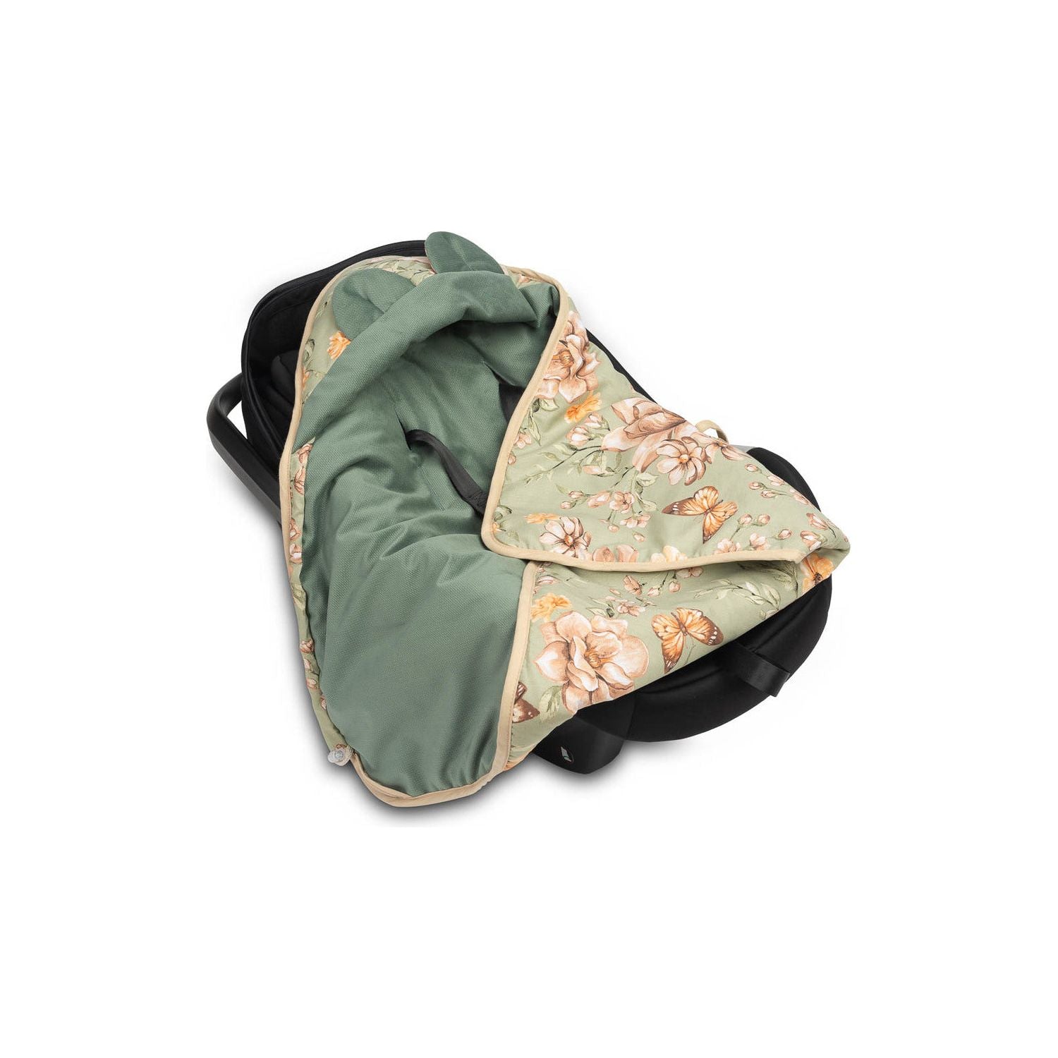 Sensillo Velvet Romantic Car Seat Blanket - Green Flowers