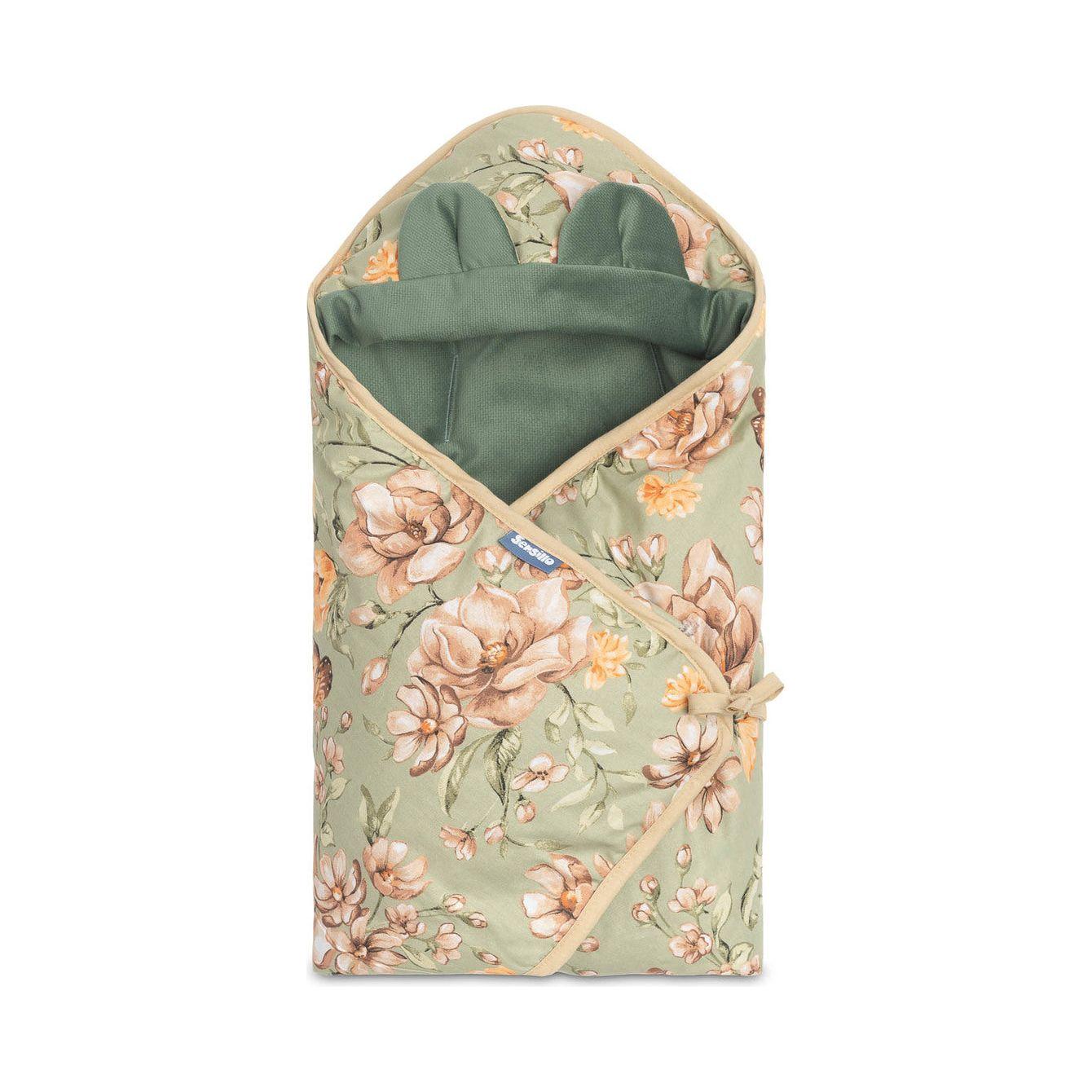 Sensillo Velvet Car Seat Swaddle - Green Flowers