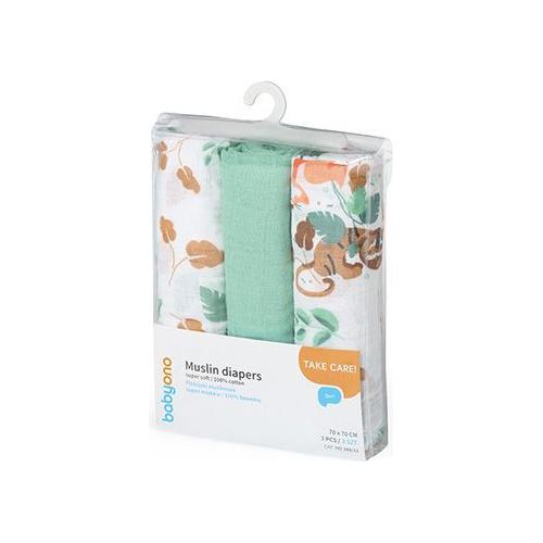 Lot de 3 serviettes en mousseline Babyono - 3 couleurs