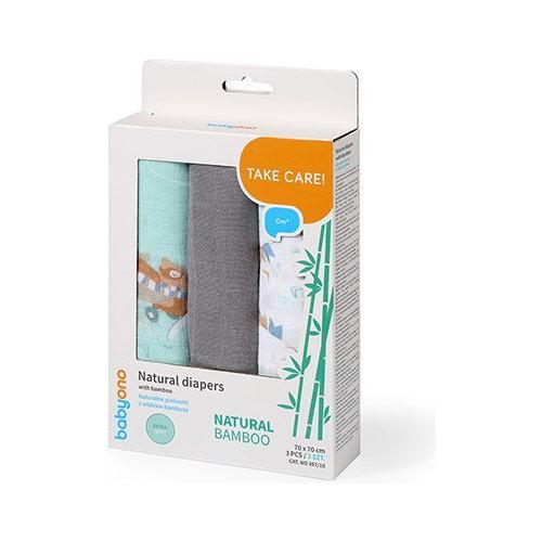 Babyono Bamboo Muslin Squares 3-Pack - Grey