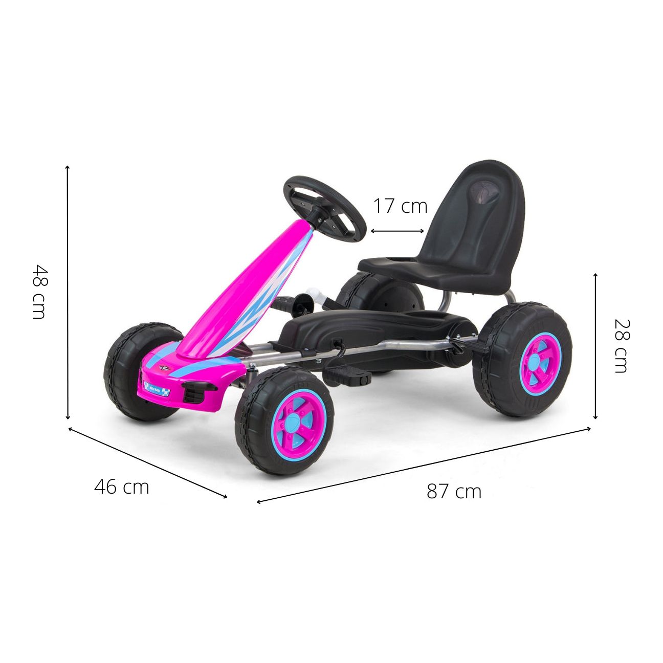 Milly Mally Kids Racer Pedal Go-Kart - Viper Pink