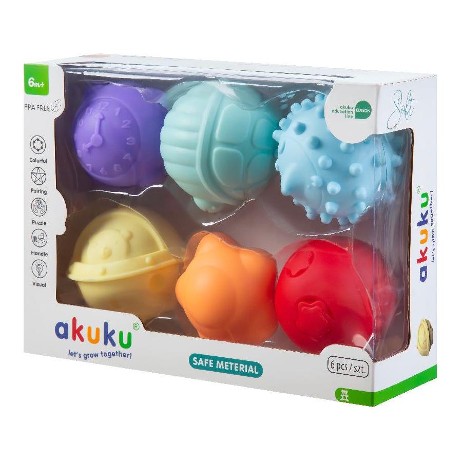 Akuku Soft Sensory Balls Set 6 pcs