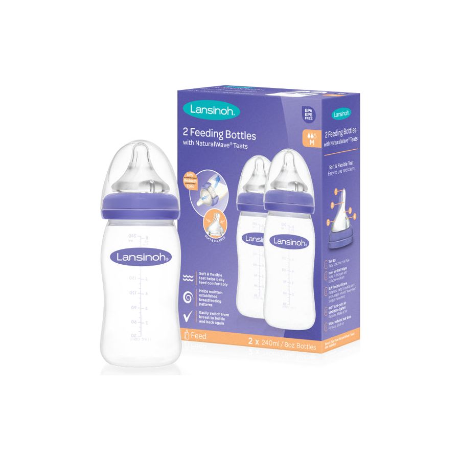 Lansinoh momma Feeding Bottle With NaturalWave Teat 2x240 ml