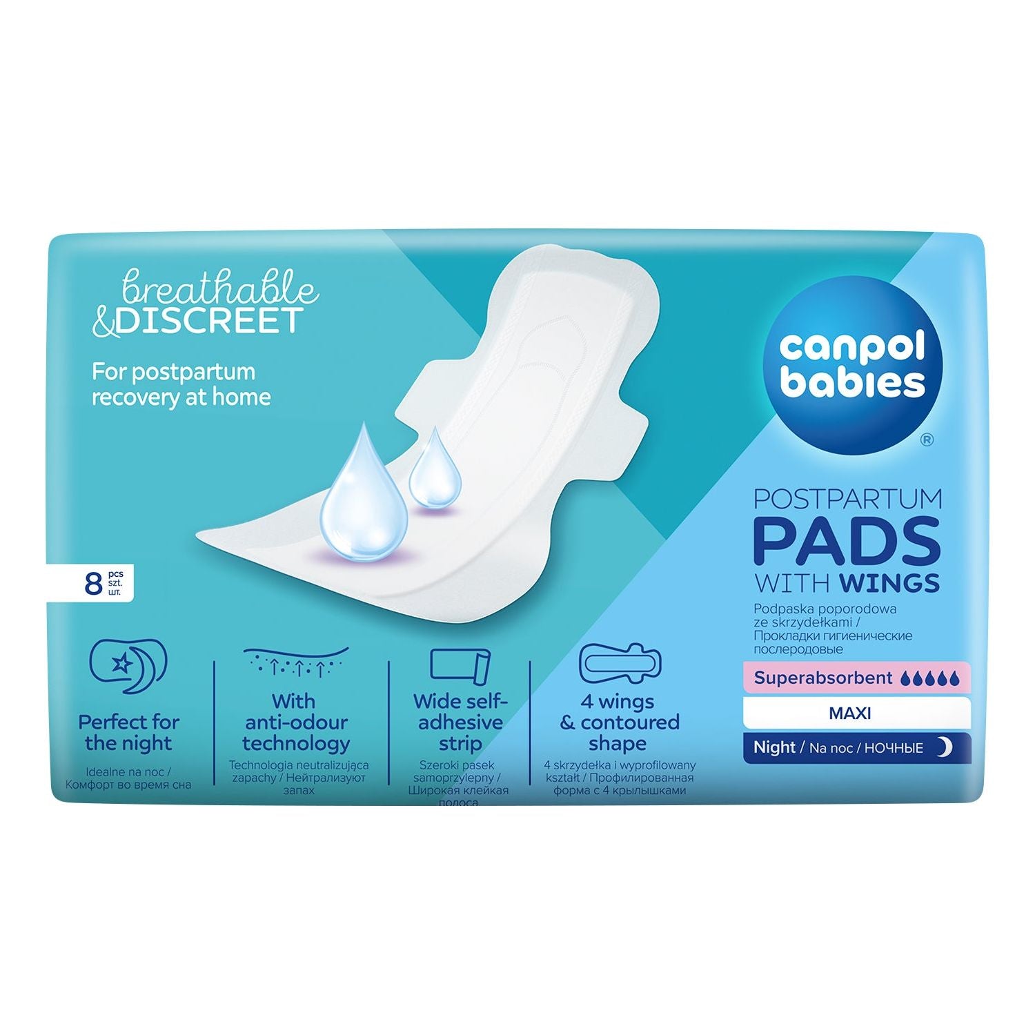 Canpol discrete postpartum-pads met vleugels voor de nacht