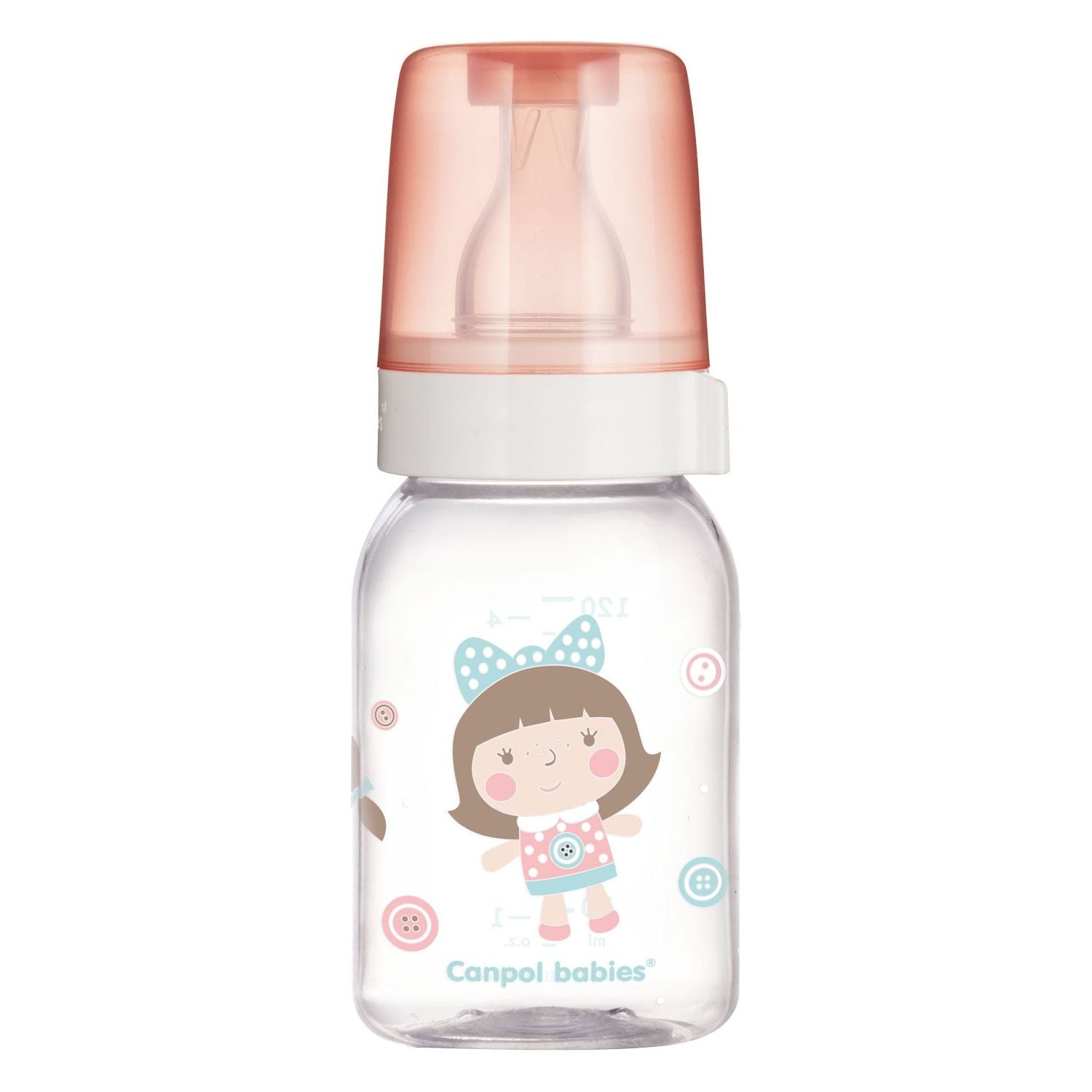 Canpol Babies Narrow Glass Bottle 120ml Pink Girl