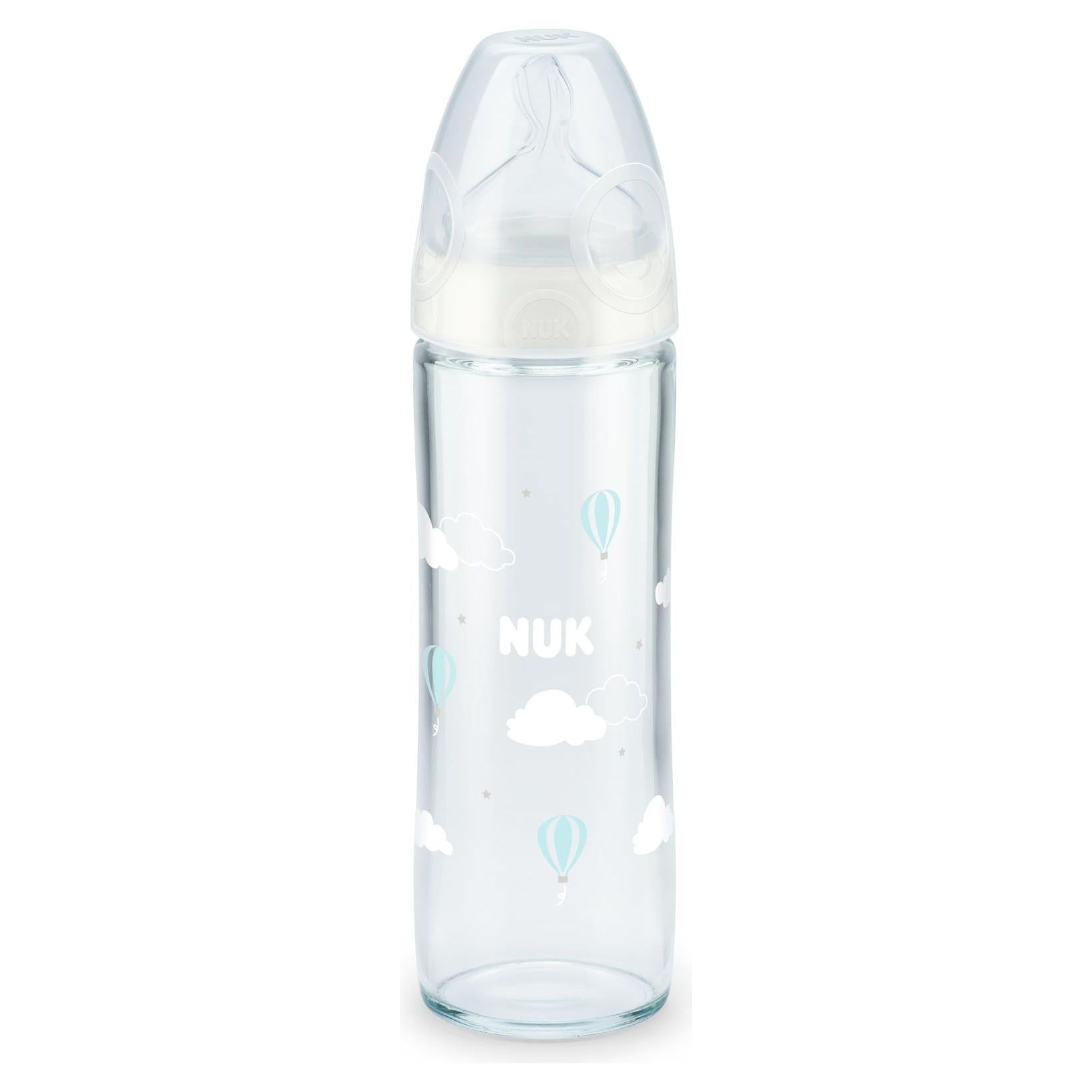 Nuk Classic Glass Bottle 240ml With Silicone Teat 1m+