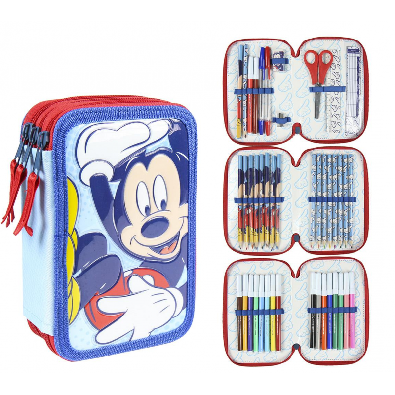 Cerda Filled 3-Compartment Pencil Case - Mickey Mouse