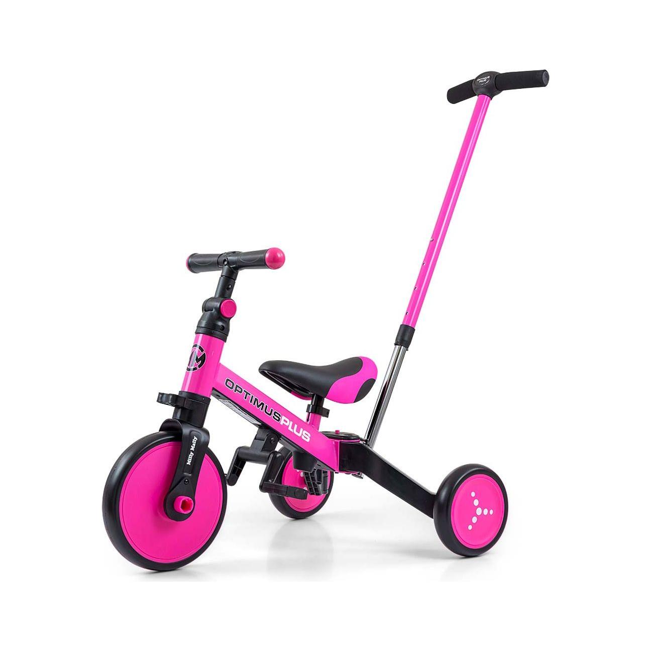 Milly Mally 4in1 Tricycle Optimus Plus With Handle - Pink