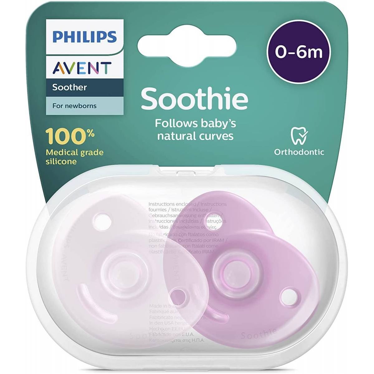 Philips Avent Soothie Fopspeen Hart Roze 0-6m+ 2-pack 