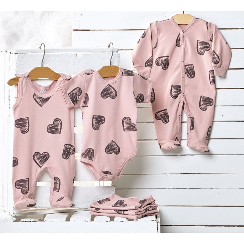 Lilly Bean Babygrow - Pink Hearts