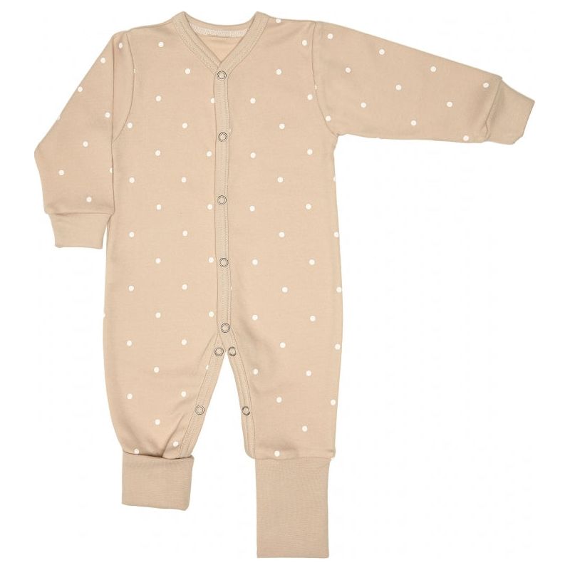 Lilly Bean Babygrow With Cuffs - Beige Dots