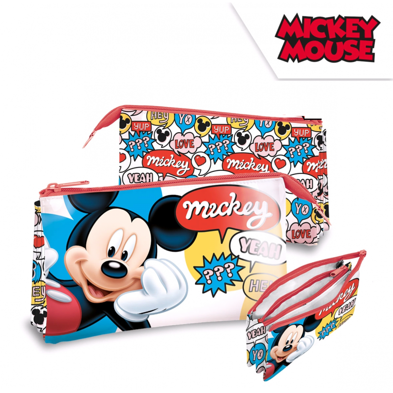 License Three-Compartment Pencil Case - Mickey Mouse