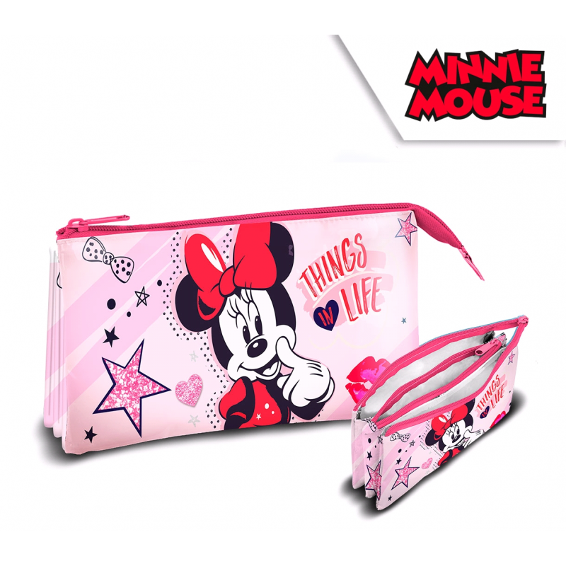 License Three-Compartment Pencil Case - Minnie Mouse