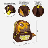 Cerda Jurassic World Brown Dinosaur Backpack