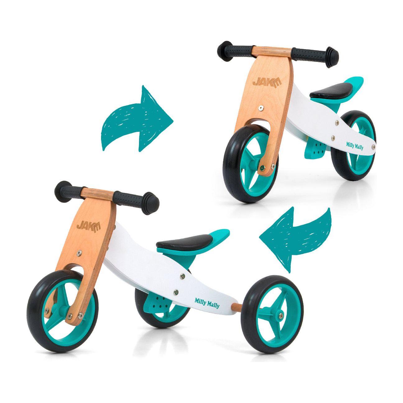 Vélo d'équilibre en bois 2 en 1 Milly Mally Jake - Menthe