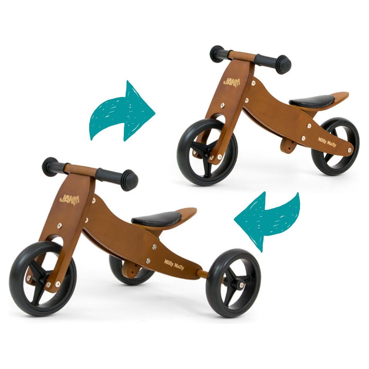 Milly Mally Jake 2in1 Wooden Balance Bike - Dark Wood