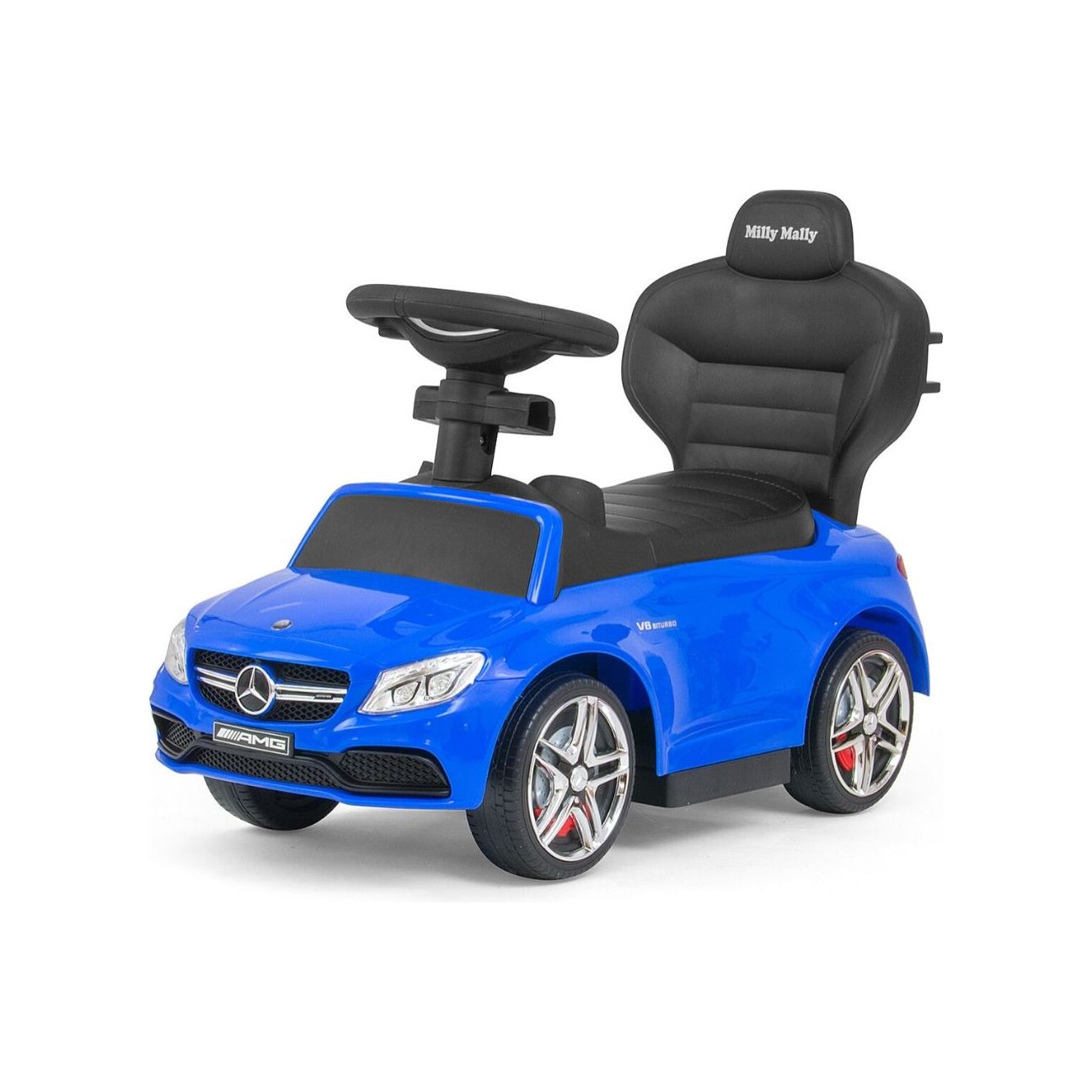 Milly Mally MERCEDES-AMG C63 Ride On Car With Handle - Blue